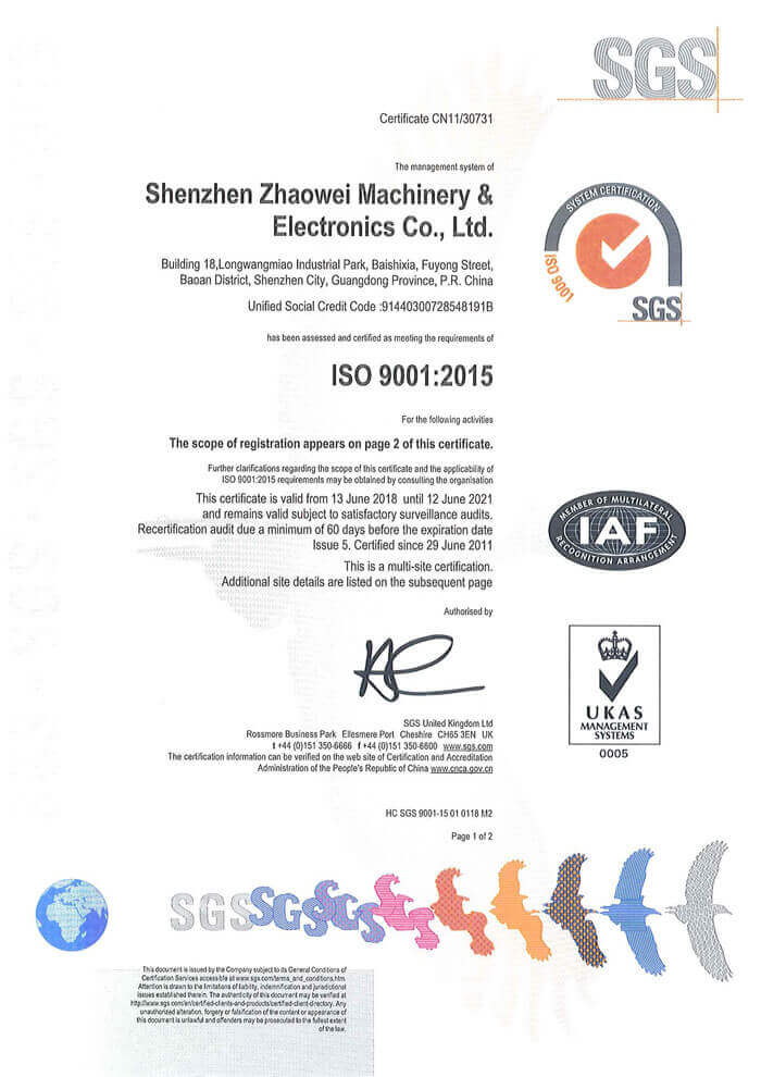 Zertifikat ISO9001:2015 – Zertifiziertes Qualitätsmanagementsystem